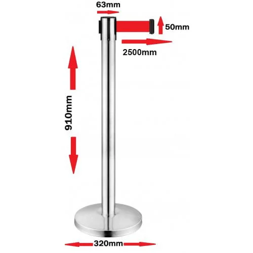 BARIJERA STUB SA TRAKOM – mat crni/crvena traka - Image 5